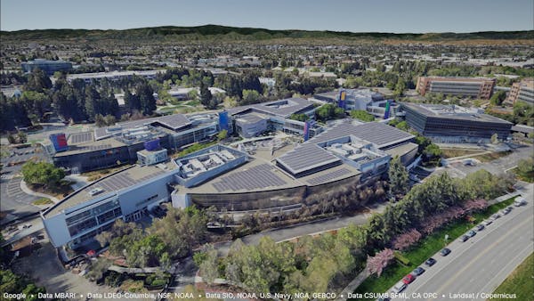 The Googleplex in Mountain View, California, USA, visualized with Photorealistic 3D Tiles in Cesium for Unity.