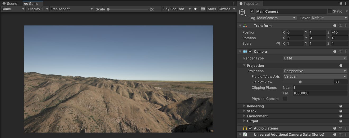 Set the Near value to 1 and the Far value to a large value, at least 100,000. 