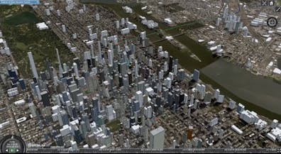 Screenshot of demo showing Cesium and Kaarta's proposed solution for dense urban environments.