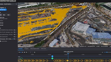 Screenshot of the Smart Construction Dashboard, developed by Cesium and Komatsu