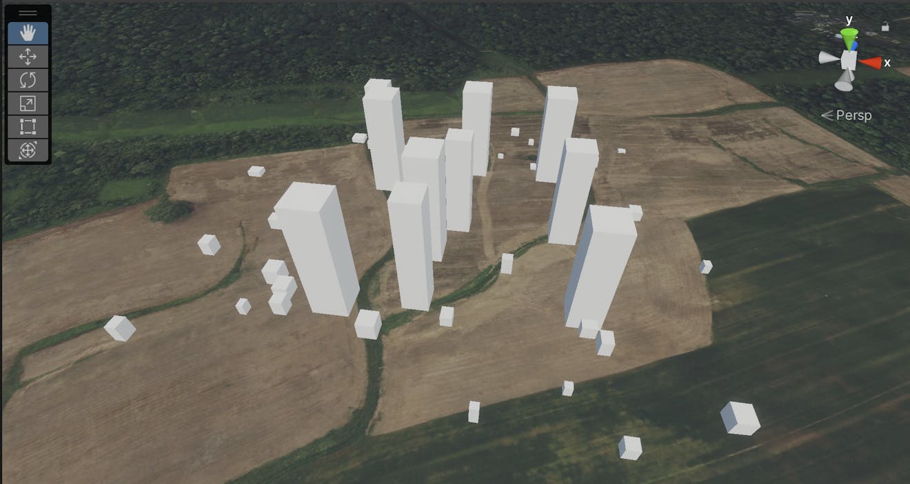 The boxes should now appear on top of Cesium World Terrain.