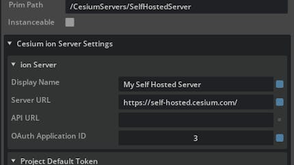 Cesium for Omniverse: Using Cesium ion Self-Hosted. Select the SelfHostedServer prim and configure it with the appropriate values for your self-hosted server.