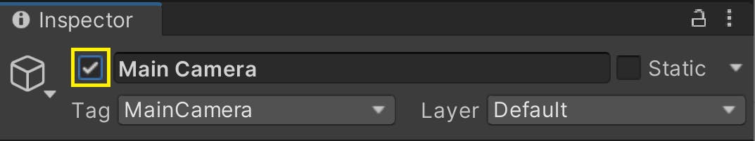 Click the checkbox next to the main camera's name to disable it.
