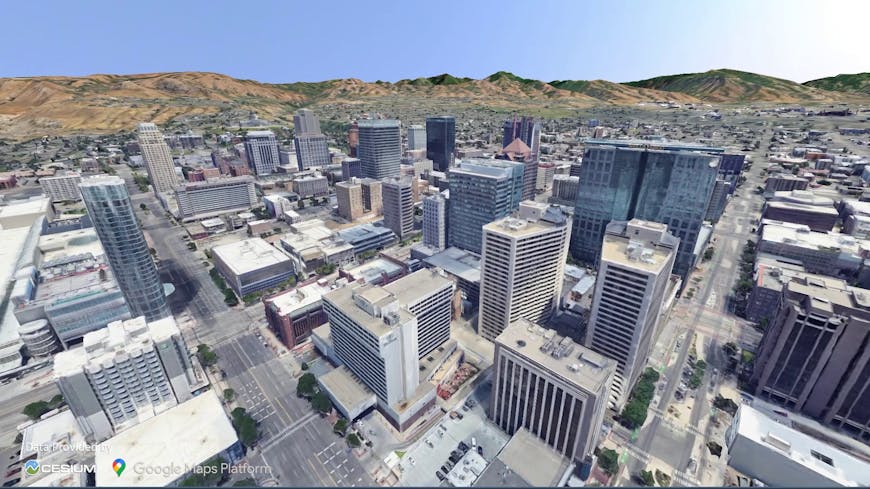Salt Lake City, Utah, USA, visualized via 3D Tiles for Godot
