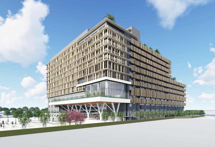 2025年秋に開学する大阪公立大学の都市型森之宮キャンパスのCG（画像提供: 大阪公立大学）

A CG rendering of the urban Morinomiya campus of Osaka Metropolitan University, scheduled to open in fall 2025. Courtesy of Osaka Metropolitan University.