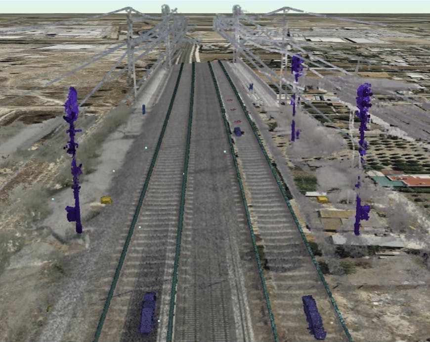 A 3D Tileset of a point cloud with embedded classification generated using AI-enabled reality analysis service.