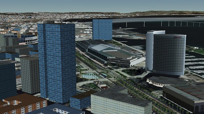 CDB common database format data of buildings in a downtown area