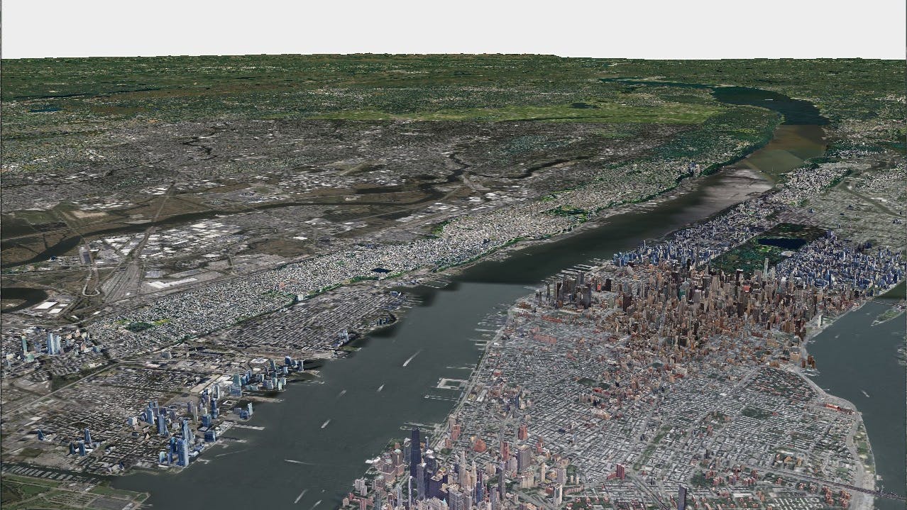 New York City in QGIS as Google Photorealistic 3D Tiles via Cesium ion
