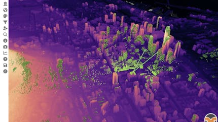Point cloud and viewshed of Montreal, Canada, in Eptium. Courtesy Hobu.