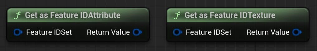 Cesium for Unreal tutorial: Upgrade to 2.0 Guide. Two Blueprint nodes called Get As Feature ID Attribute and Get As Feature ID Texture, both accepting a feature ID set parameter.