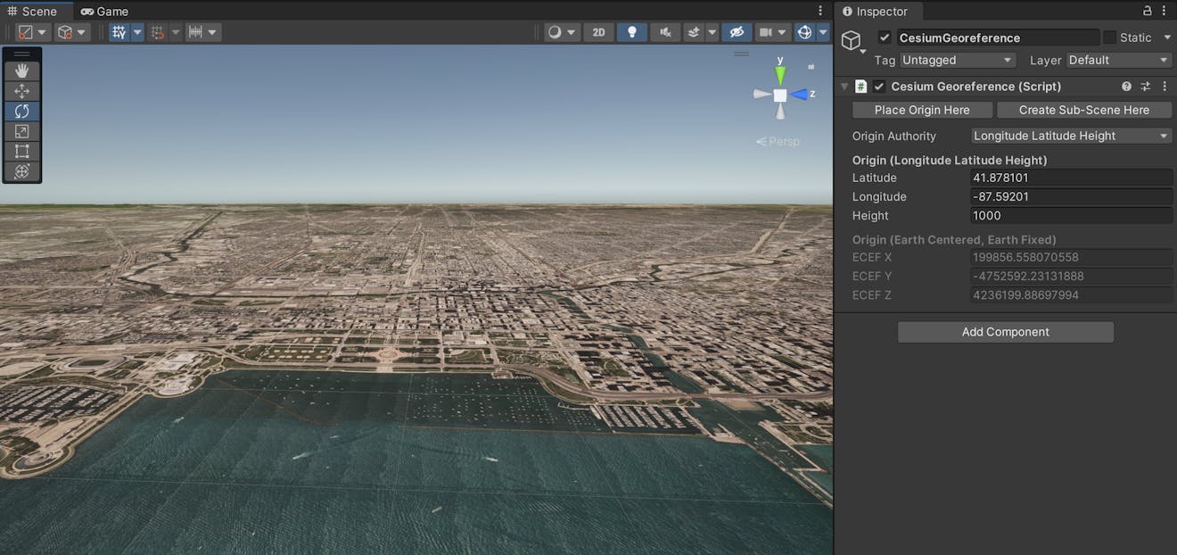 Chicago in Cesium World Terrain in Unity