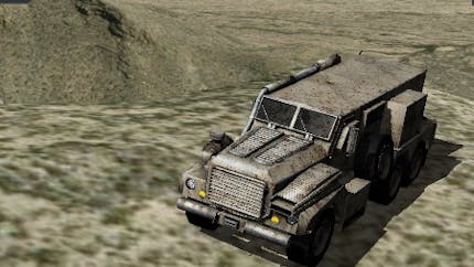 A 3D model of a tank on Cesium World Terrain