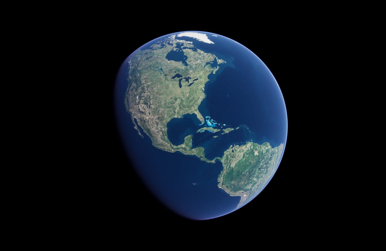 The earth at night in space