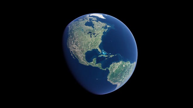 The earth at night in space