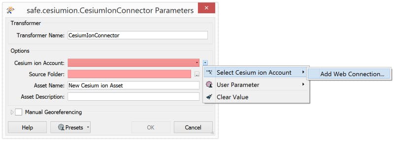 Integrating with FME addCesiumIonAccount