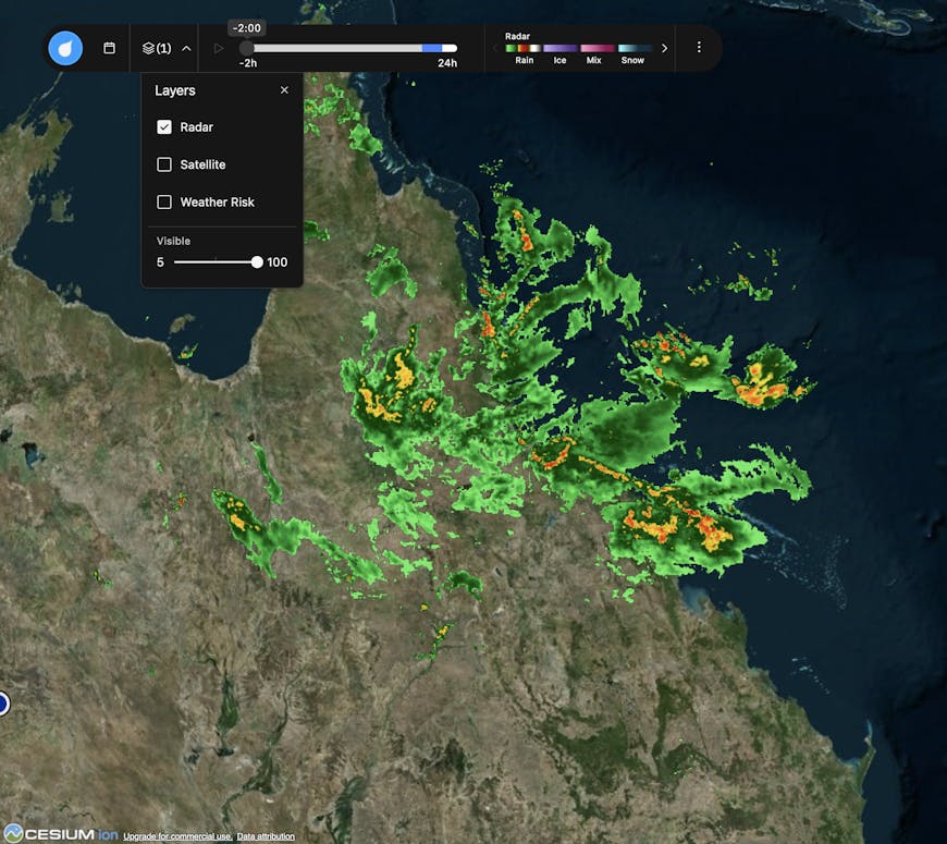 Precipitation in Weatherverse Planner. Courtesy The Weather Company.