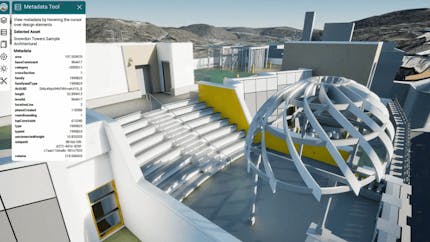 Autodesk Snowdon Towers sample data exported directly from Revit as 3D Tiles including structural and MEP content, full interior detail, and per-feature metadata streamed into Unreal with Cesium. Data courtesy of Autodesk. 