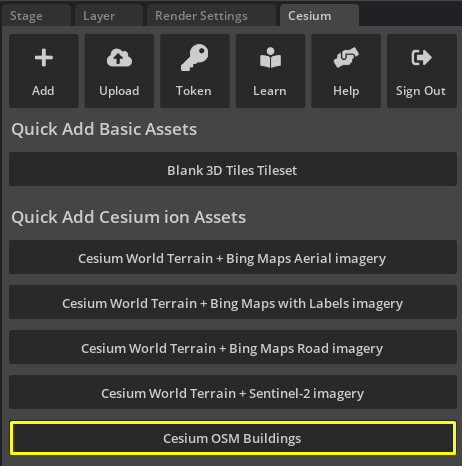 Add Cesium OSM Buildings to the scene.