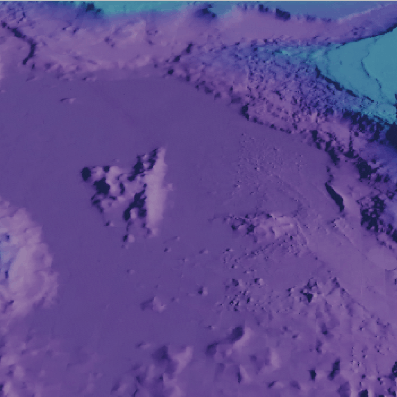 Cesium World Bathymetry of Hawaii with purple color ramp applied
